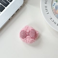 Close-up of plush pink phone socket with rhinestone bow detail on a stylish desk - Plush Rhinestone Round Bowknot Shape / Pink