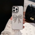 Luxuriöse durchsichtige Strass-Schmetterling-Hülle für iPhone 16 Pro Max mit Glitzer - Galvanisierter Rahmen – Strass-schimmernde Schleife / iPhone 7/8/SE 2020