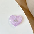 Macro shot of glitter purple heart phone socket with a sparkling rhinestone cherry design - Purple Glitter (3D Heart Rhinestone Cherry)