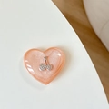 Detail van de hartvormige glitter telefoonhouder met zilveren kersen van strass - Oranje Glitter (3D Hart Strass Kers)