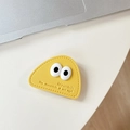 Close-up of yellow leather phone grip with big cartoon eyes and mountain embossing - Transparent Bracket-Leather Mountain (Eyes)-Yellow