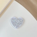 Glittery heart-shaped foldable makeup mirror on white surface with clean aesthetic - Flip Heart Mirror - High Glitter / White