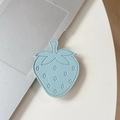 Macro shot of light blue leather strawberry phone grip with fine stitching details - Light Blue