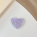 Glittery purple heart-shaped folding makeup mirror with sparkling sequins and compact design - Flip Heart Mirror - High Glitter / Light Purple