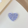 Close-up of heart-shaped phone grip with purple glitter and shimmering sand texture - Flip Heart Mirror - High Glitter / Dark Purple