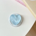 Detailed view of light blue glitter heart magnetic phone grip with Gift For You card - Shimmering Blue
