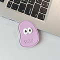 Detail of purple faux leather phone grip with stitch craft and cute cartoon eyes design - Leather Mango (Big Eyes) / Purple
