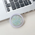 Gros plan d'un support de téléphone rond avec paillettes bleues sur un ordinateur portable - Bleu Goutte de Pluie (No.1)
