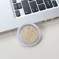 Vue macro d'un support de téléphone transparent rond avec des paillettes multicolores - Rose Vert (No.2)