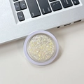 Detail of round phone socket with yellow and pink glitter sequins on silver laptop - Pink Yellow (No.5)