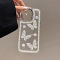 Sparkly butterfly transparent phone case with pearl trim for iPhone 16 Pro Max - Four-Pointed Star Glitter Flash - Pearl Butterfly / iPhone 7/8/SE 2020