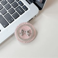 Detail von pinkem MagSafe Handyhalter mit Silberschleife, Strass und Gift For You Text - Schleife - Pink / Magnetisch - Strass Perlmutt