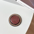 Detail of round MagSafe phone grip with dark reddish brown glitter and sparkling rhinestones - Gemstone Glitter Magnetic - Champagne Gold