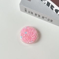 Dettaglio di un supporto circolare per cellulare con paillettes rosa a forma di cuore - Cuore di caramella / Rosa