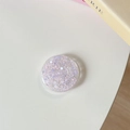 Dettaglio supporto rotondo per telefono con paillettes scintillanti rosa e viola - Supporto Goccia di Colla-Glitter Macaron-N. 4 Viola Rosa