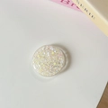 Détail du support de téléphone rond avec paillettes dorées et sequins en résine claire - Support à Colle-Paillettes Macaron-N°5 Rose Jaune