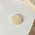 Vue de dessus du support de téléphone pailleté champagne gold avec sequins en résine - Support à Colle-Paillettes Macaron-Jaune