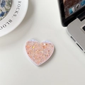 Detail of pink heart-shaped flip mirror with glitter and sequins on a desktop surface - Glitter Sequin Shrimp Pink (701562)
