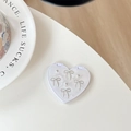 Detail of heart-shaped glitter portable mirror with silver bow accents and foldable design - Silver Bead Small Bow (701559)
