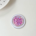 Macro view of round phone grip with purple and pink glitter butterflies inside - Laser Purple