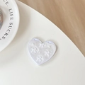 Detailed view of white heart-shaped folding mirror with glitter coating and mini bows - Pearl Mini Butterfly - White (701559)