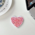 Dettaglio specchio per telefono a cuore rosa con paillettes scintillanti e design pieghevole - Paillettes Scintillanti Rosso (701562)