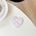 Macro shot of heart-shaped glitter makeup mirror with pink bows and pearl accents - Pearl Mini Butterfly - Pink (701559)