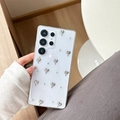 Detail of glitter heart phone case for Samsung S25 Ultra with silver lava hearts and pearls - Silver Bead Lava Heart / A14
