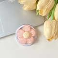 Détail du support de téléphone fleur rose sur table avec tulipe jaune et laptop - Magnétique-Fleur en Cristal-Rose