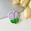 Détail du support de téléphone tulipe violette avec socle rétractable sur bureau - Magnétique-Tulipe en Cristal-Violet
