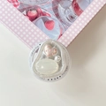 Detail of magnetic phone grip with cream gemstone, pink heart and pearl decoration - Irregular Ring Foil Texture - Cat Eye Polka Dot - Pink Heart