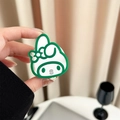 Detailed view of hand-held My Melody cartoon phone socket mirror with green border - Line Beauty Mirror (Style A) / Dark Green