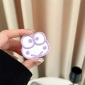 Macro detail of cartoon frog mirror phone grip holder with purple foldable airbag stand - Light Purple