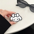 Dettaglio del supporto per telefono a specchio My Melody con contorni neri lucidi - Supporto Bianco-Stile B Specchio di Bellezza a Linee / Nero