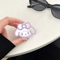 Detail shot of My Melody character phone grip holder with purple bow and mirror finish - White Bracket-Style B Line Beauty Mirror / Light Purple