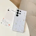 Θήκη Samsung S25 Ultra με γκλίτερ, τρισδιάστατα μαργαριτάρια, ασημόχαρτο και φιόγκο - Ασημόχαρτο Ρητίνη Καρδιά Τεχνητό Μαργαριτάρι Φιόγκος / Samsung A14