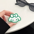 Detail of My Melody shaped green mirror phone grip holder with glossy finish - White Bracket-Style B Line Beauty Mirror / Dark Green