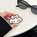 Detail of My Melody character phone grip with minimalist line art on a smooth acrylic surface - White Bracket-Style B Line Beauty Mirror / Brown