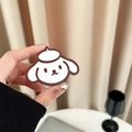 Gros plan d'un support de téléphone motif tête de chien mignon en style cartoon beige - Marron