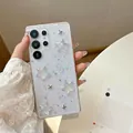 Sparkly purple Samsung S24 Ultra case featuring holographic stars and glitter finish - Meteor Glitter Drip Glue - Starry Sky / Samsung A14