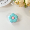 Detailed view of 3D mint green flower phone grip mirror on a stylish white desktop - Light Green