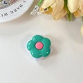 Detail of green and pink flower phone grip stand with mirror on a minimalist desktop - Dark Green