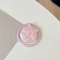 Soporte para móvil de estrella de mar con purpurina rosa y agarre telescópico - Estrella de Mar Perlada Redonda Magnética / Rosa