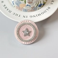 Detail of pink leather phone socket with sparkling star rhinestone and Gift For You text - White Star - Pink