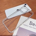 Detalle de funda transparente para iPhone con borde de diamantes de imitación plateados - iPhone 7/8/SE 2020 / Diamantes Blancos Transparente
