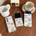 Transparent glitter case for Samsung Z Flip and S series with 3D colorful bow decorations - Matte Hard Shell Polka Dot Drip Glue Colorful Bowtie (Samsung Z Fold 3)