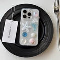 3D ocean theme clear case for iPhone with resin starfish dolphin and pearl shells - Transparent Glue - Dolphin Seashell / iPhone 7/8/SE 2020