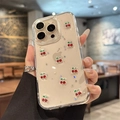 Transparente iPhone Hülle mit süßen roten Glitzer-Kirschen und Stern-Pailletten Dekor - iPhone 16e / Sternenhimmel Tropfkleber Mini Rote Kirsche