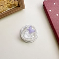 Close-up of a handmade resin phone grip with purple butterfly and pearl decorations - Magnetic - Pearlescent Butterfly - Purple
