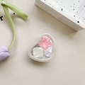 Detail showing shell-style heart phone grip with pink stars and marble patterns - Adhesive Stand Cat-Eye Starfish (Pink)